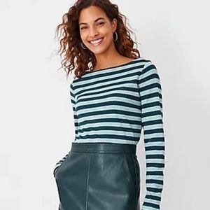ANN TAYLOR Striped Boatneck Top